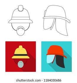 Vector design of headgear and cap logo. Set of headgear and accessory stock vector illustration.