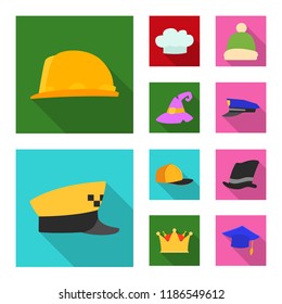 Vector design of headgear and cap logo. Collection of headgear and accessory stock symbol for web.