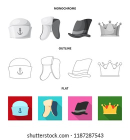 Vector design of headgear and cap logo. Set of headgear and accessory stock symbol for web.