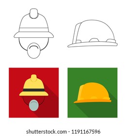 Vector design of headgear and cap logo. Collection of headgear and accessory stock symbol for web.
