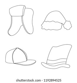 Vector design of headgear and cap logo. Collection of headgear and accessory stock symbol for web.