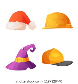 Vector design of headgear and cap logo. Collection of headgear and accessory vector icon for stock.