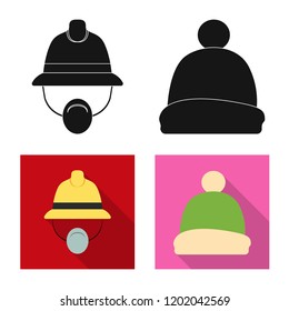 Vector design of headgear and cap logo. Collection of headgear and accessory stock symbol for web.
