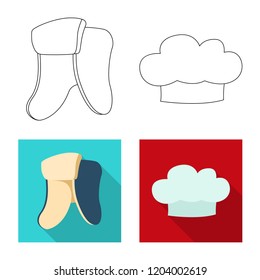 Vector design of headgear and cap logo. Set of headgear and accessory vector icon for stock.