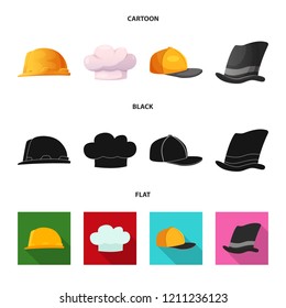 Vector design of headgear and cap logo. Set of headgear and accessory stock symbol for web.