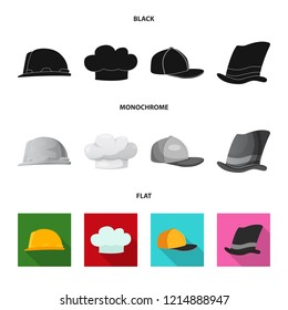 Vector design of headgear and cap logo. Set of headgear and accessory stock symbol for web.