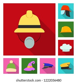Vector design of headgear and cap logo. Set of headgear and accessory stock symbol for web.