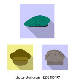 Vector design of headgear and cap logo. Collection of headgear and accessory stock symbol for web.