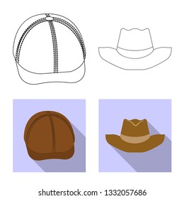 Vector design of headgear and cap logo. Set of headgear and accessory stock symbol for web.