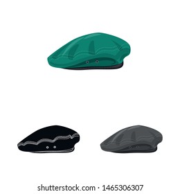 Vector design of headgear and cap logo. Collection of headgear and accessory stock symbol for web.