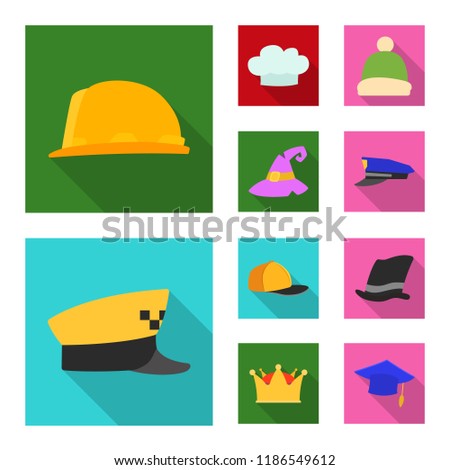 Vector design of headgear and cap logo. Collection of headgear and accessory stock symbol for web.