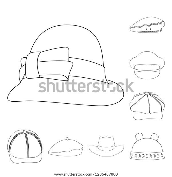 Vector design of headgear\
and cap logo. Collection of headgear and accessory stock symbol for\
web.