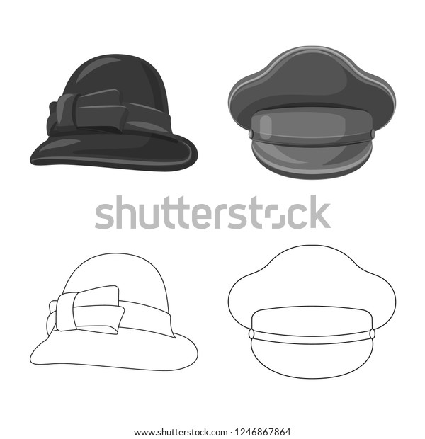 Vector design of headgear and
cap logo. Set of headgear and accessory stock vector
illustration.