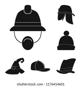 Vector design of headgear and cap sign. Set of headgear and accessory vector icon for stock.