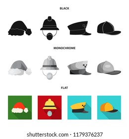 Vector design of headgear and cap sign. Set of headgear and accessory stock vector illustration.