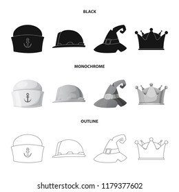 Vector design of headgear and cap sign. Collection of headgear and accessory stock symbol for web.
