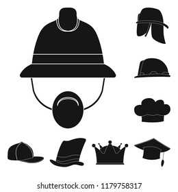 Vector design of headgear and cap sign. Set of headgear and accessory vector icon for stock.