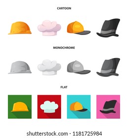 Vector design of headgear and cap sign. Set of headgear and accessory stock symbol for web.