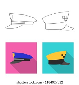 Vector design of headgear and cap sign. Set of headgear and accessory vector icon for stock.