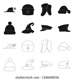 Vector design of headgear and cap sign. Set of headgear and accessory stock symbol for web.