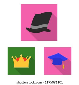 Vector design of headgear and cap sign. Set of headgear and accessory stock symbol for web.