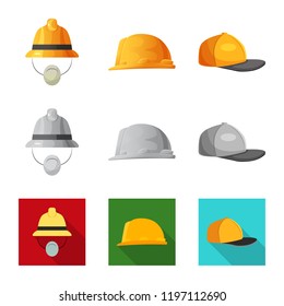 Vector design of headgear and cap sign. Set of headgear and accessory vector icon for stock.
