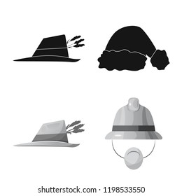 Vector design of headgear and cap sign. Collection of headgear and accessory stock vector illustration.