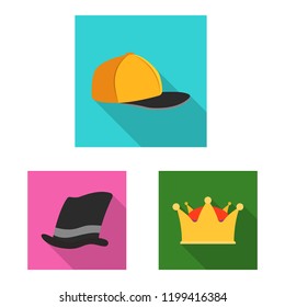 Vector design of headgear and cap sign. Collection of headgear and accessory stock symbol for web.