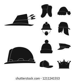 Vector design of headgear and cap sign. Collection of headgear and accessory stock vector illustration.