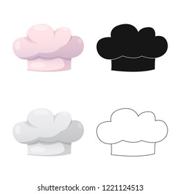 Vector design of headgear and cap sign. Collection of headgear and accessory stock vector illustration.