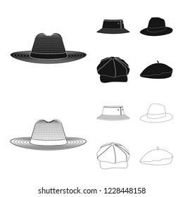 Vector design of headgear and cap sign. Collection of headgear and accessory stock vector illustration.