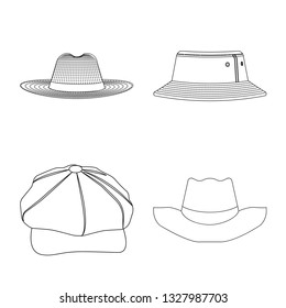 Vector design of headgear and cap sign. Set of headgear and accessory stock symbol for web.