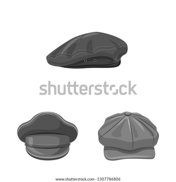 Vector design of\
headgear and cap sign. Collection of headgear and accessory stock\
vector illustration.