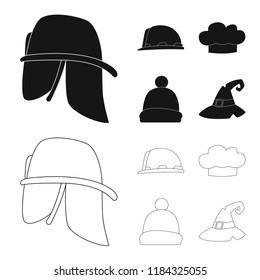 Vector design of headgear and cap symbol. Collection of headgear and accessory stock vector illustration.