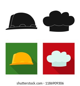Vector design of headgear and cap symbol. Collection of headgear and accessory stock vector illustration.