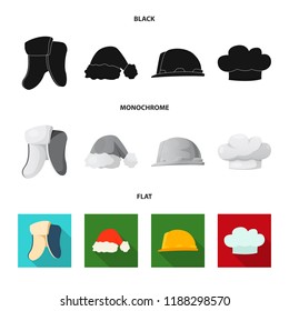 Vector design of headgear and cap symbol. Collection of headgear and accessory stock vector illustration.