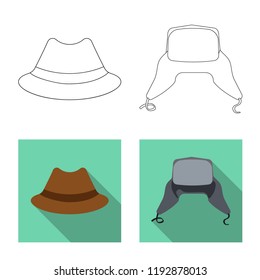 Vector design of headgear and cap symbol. Set of headgear and accessory stock symbol for web.