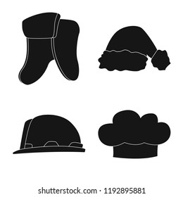Vector design of headgear and cap symbol. Collection of headgear and accessory stock vector illustration.