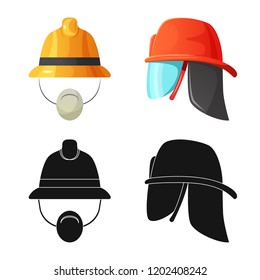 Vector design of headgear and cap symbol. Collection of headgear and accessory vector icon for stock.
