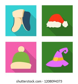 Vector design of headgear and cap symbol. Set of headgear and headwear stock symbol for web.
