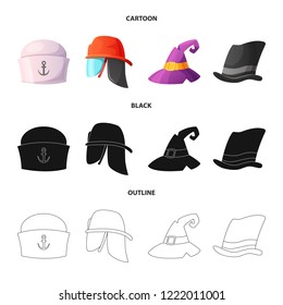 Vector design of headgear and cap symbol. Collection of headgear and accessory stock vector illustration.