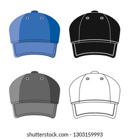 Vector design of headgear and cap symbol. Set of headgear and accessory stock vector illustration.