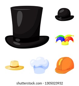 Vector design of headgear and napper icon. Set of headgear and helmet vector icon for stock.