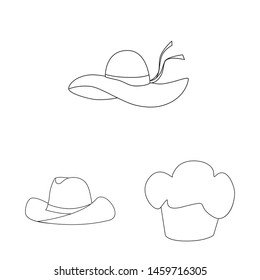 Vector design of headgear and napper icon. Set of headgear and helmet stock vector illustration.