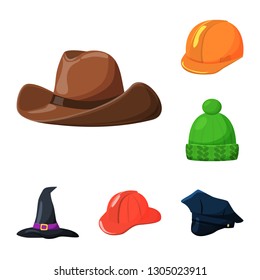 Vector design of headgear and napper logo. Set of headgear and helmet vector icon for stock.