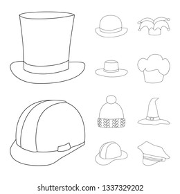 Vector design of headgear and napper logo. Collection of headgear and helmet stock vector illustration.