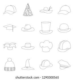 Vector design of headgear and napper symbol. Set of headgear and helmet stock symbol for web.