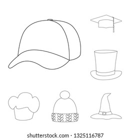 Vector design of headgear and napper symbol. Collection of headgear and helmet vector icon for stock.