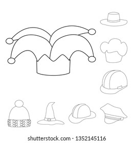 Vector design of headgear and napper symbol. Collection of headgear and helmet stock symbol for web.