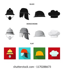 Vector design of headwear and cap icon. Set of headwear and accessory stock vector illustration.